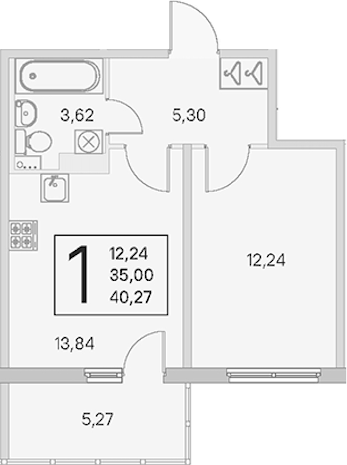 1-комнатная квартира 35 м², 4/4 эт., ЖК «Любоград в Стрельне»